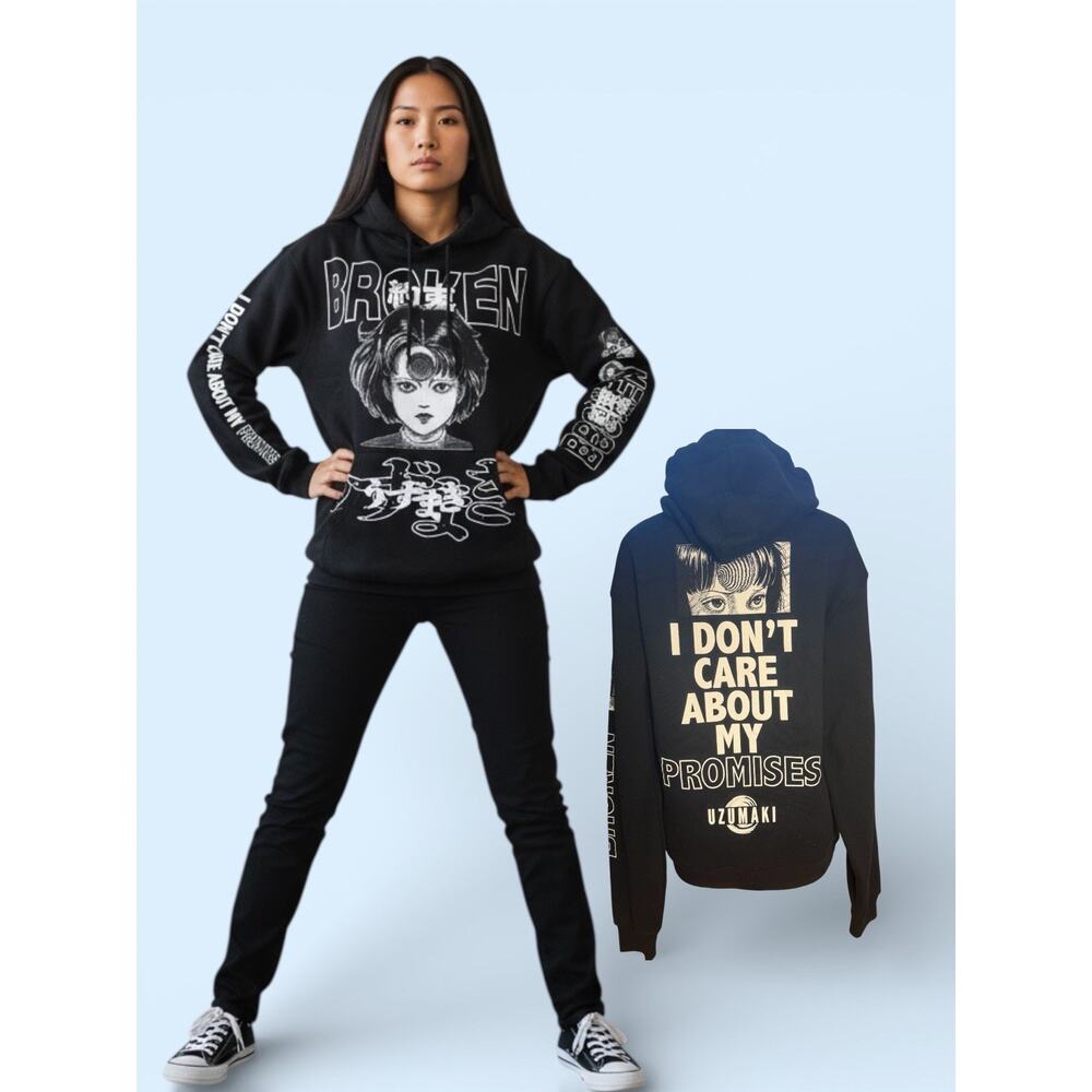 Broken Promises Hoodie I Don’t Care About My Promises Uzumaki Womens M Black